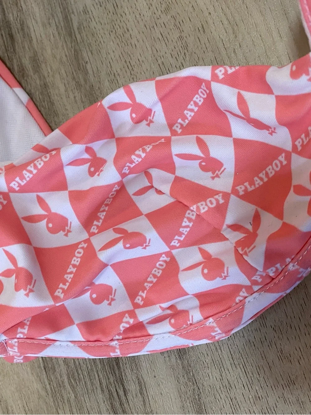 Playboy x Missguided Pink Checkerboard Logo Bikini Top - NWT never worn